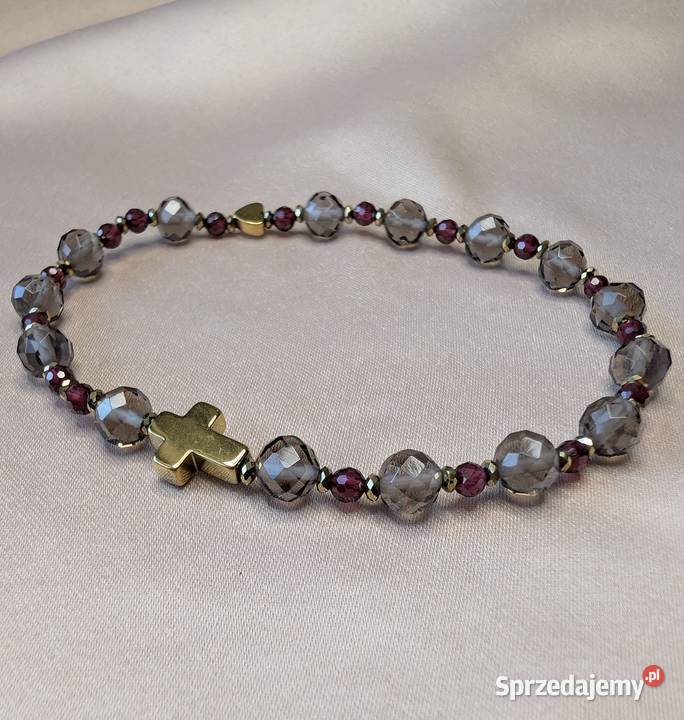 Bransoletka różaniec kamienie kwarc dymny podlaskie Białystok