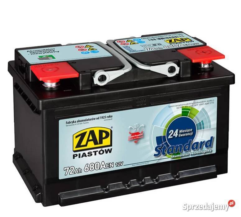 Akumulator ZAP Standard 72Ah 680A PRAWY PLUS Białobrzegi