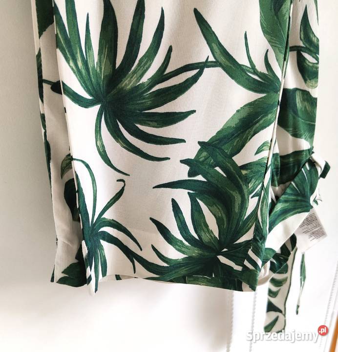 Spodnie HM 44 XXL wiskoza luźne zielone liście Szczecin