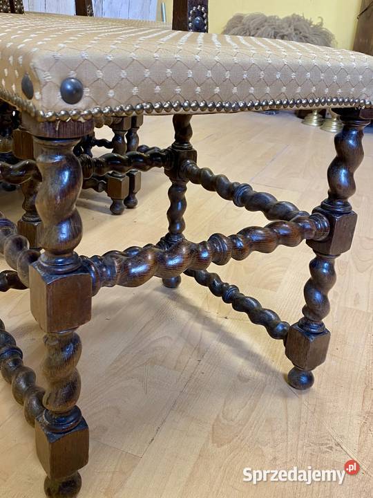 Zestaw 6 krzeseł renesansowych Francja antyk 41cm Warszawa