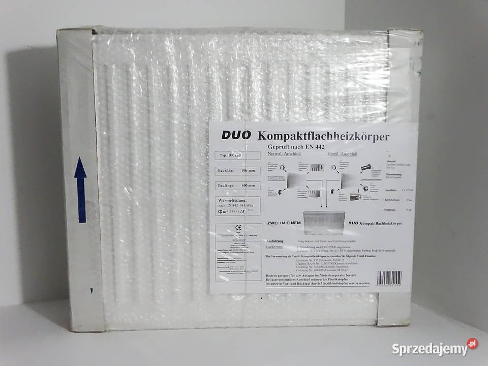 Grzejnik kompaktowy płaski DUO Typ DK 22 500 mm Grzejniki lubelskie