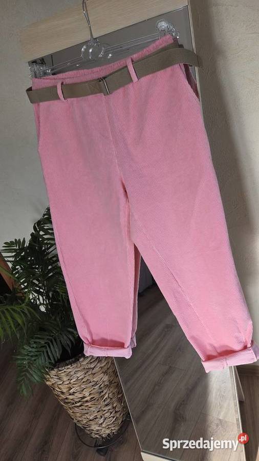 Damskie spodnie sztruksowe różowe Pleszew