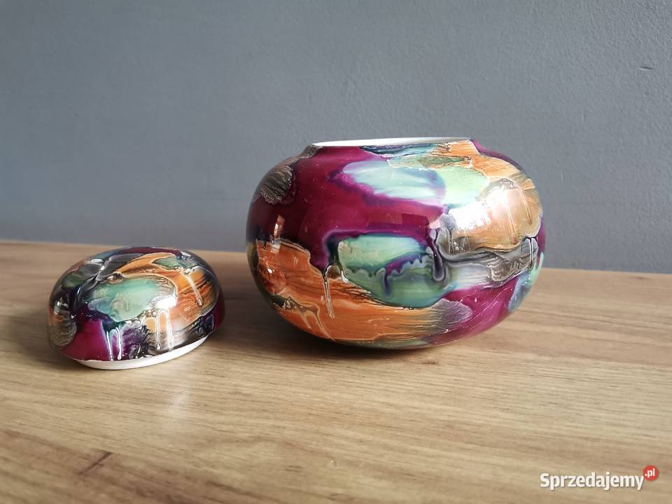 Stara bomboniera cukiernica kolorowa porcelana śląskie Siemianowice Śląskie