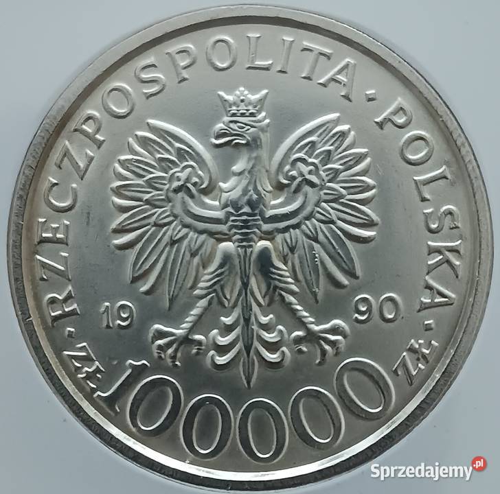 100 000 Solidarność 1990 r Typ B 4 GCN MS 63 Konin sprzedam