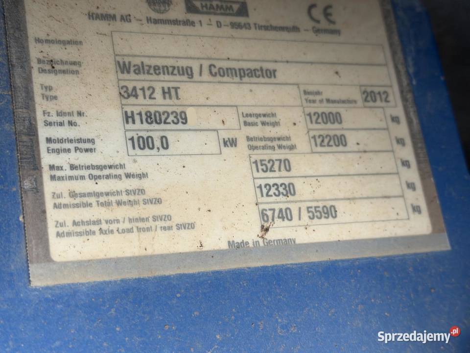 Walec drogowy HAMM 3412 H Olszyna