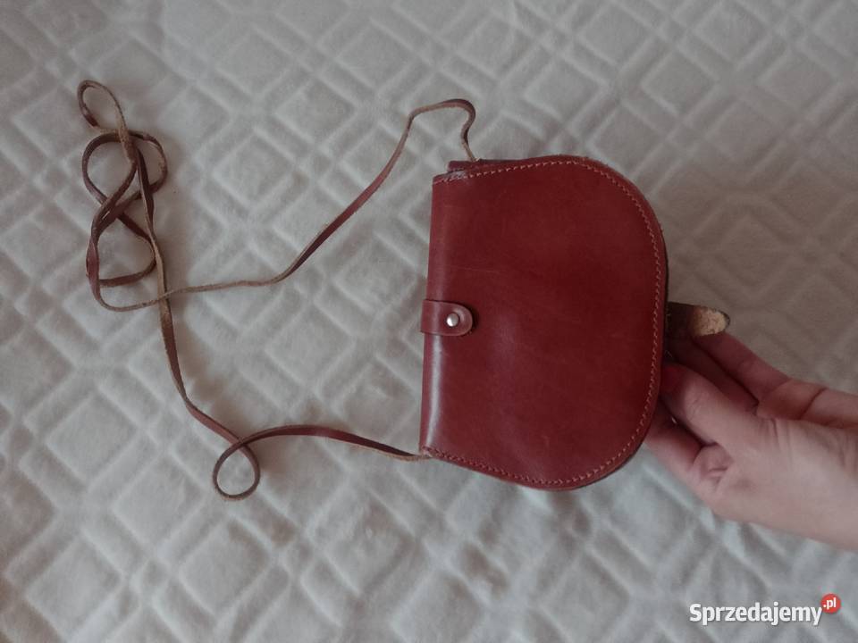 Real Leather Mała skórzana torebka listonoszka z Kraków sprzedam