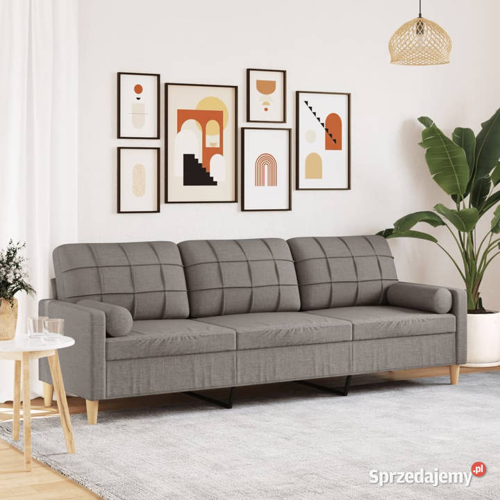 3osobowa sofa z poduszkami taupe 210 obita