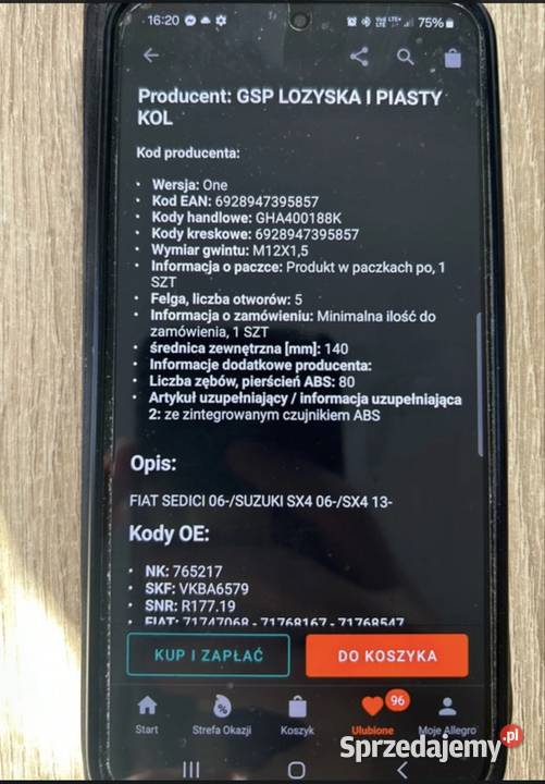 łozysko piasta koła tylnego sprzedam