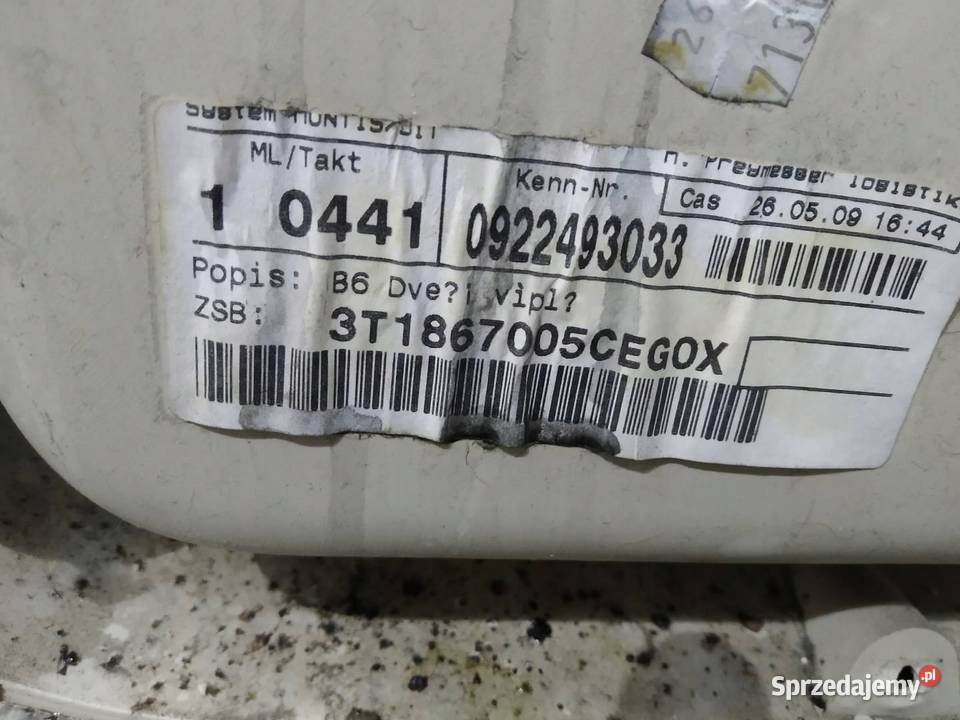 TAPICERKA BOCZEK LEWY PRZÓD 3T Skoda Superb II