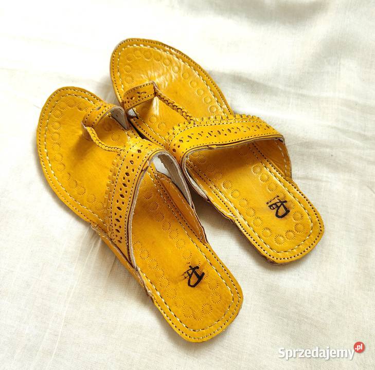 KOHYL Skórzane japonki kohalpuri 37 żółte Moda i Styl Szczecin sprzedam