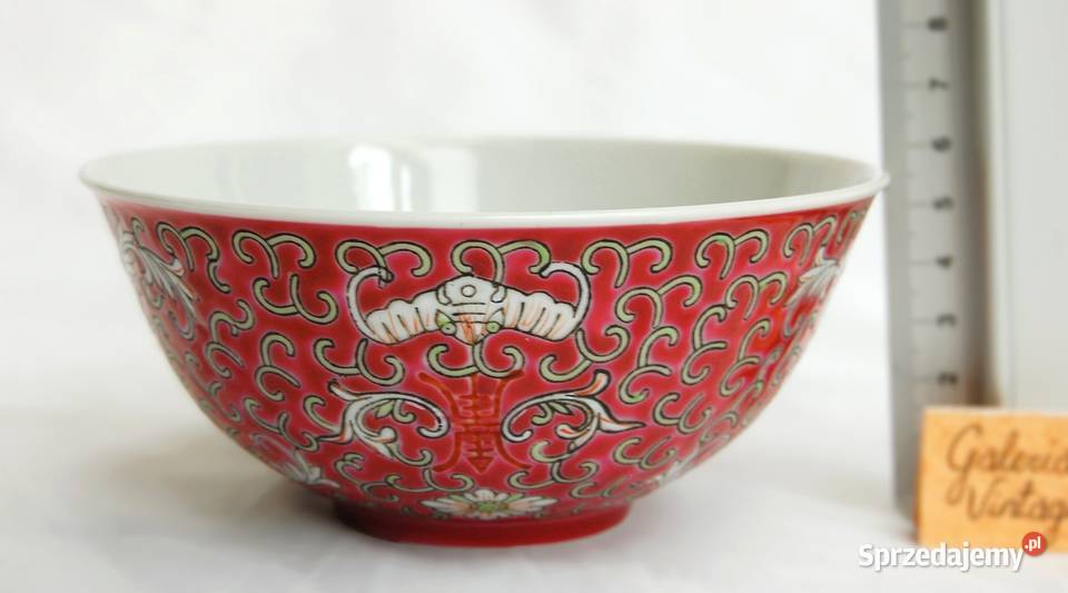 Chińska miska burgundowa ręcznie malowana Wyposażenie wnętrz lubelskie Lublin