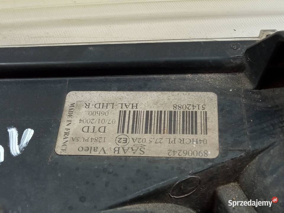 LAMPA PRZÓD PRAWA EU 89006242 Saab 95 I 19972009 osobowe sprzedam