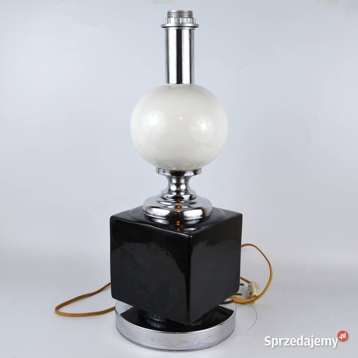 Lampa stołowa ceramika chrom Maison Barbie Antyki, Sztuka, Kolekcje Bronisze