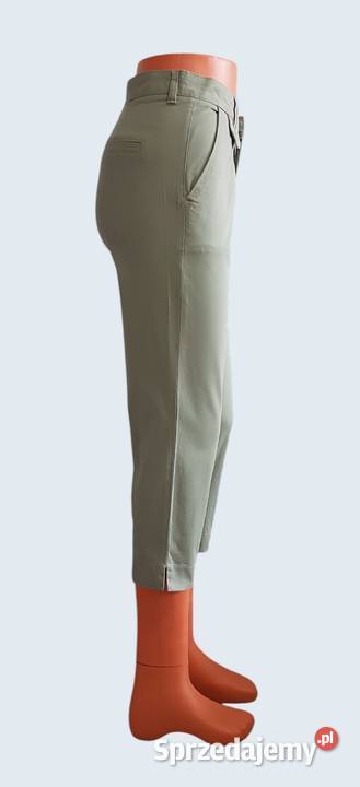 Damskie oliwkowe bawełniane spodnie rybaczki 34 Chrzanów