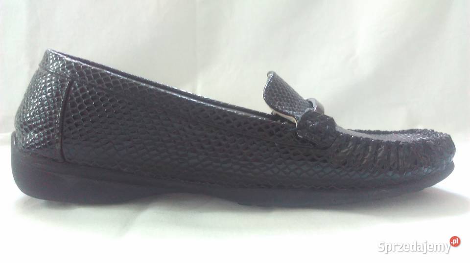 Buty damskie Mokasyny czarne r 375 stan szary/srebrny sprzedam