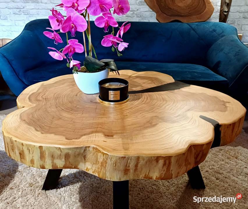 Stolik kawowy 97x78 PIĘKNY LIVE EDGE plaster wielkopolskie Śrem