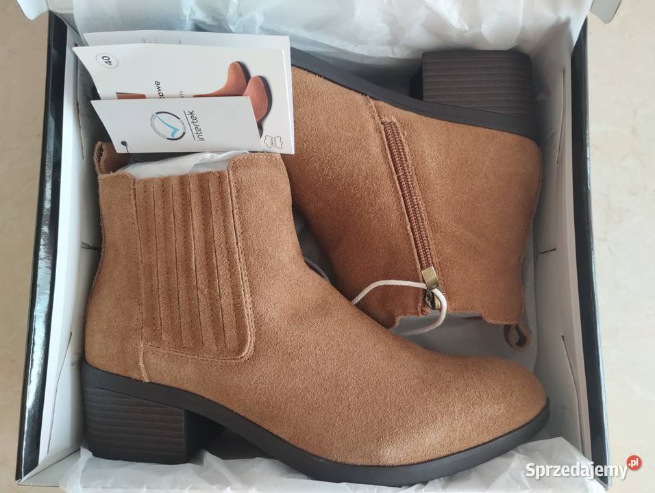 NOWE Buty damskie zamszowe botki JASNY BRĄŻ Zabrze
