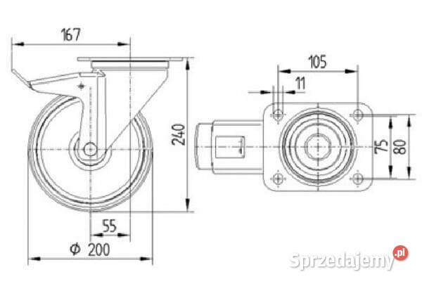 Koła skrętne z poliamidu 200 mm 3477UOR200P63 Kamionna sprzedam