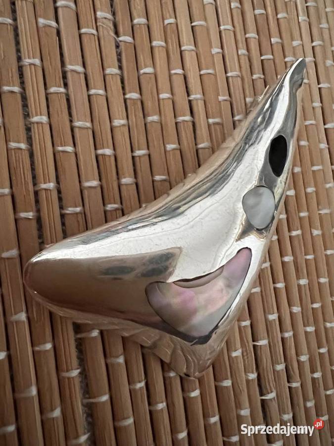 Srebrna brosza broszka muszla abalone onyks Warszawa