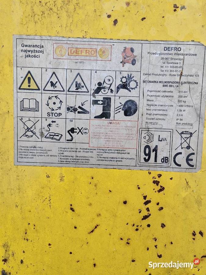 Betoniarka defro 150L siła 360 v Suchedniów