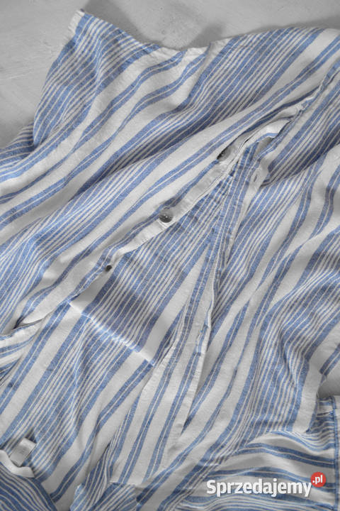 wiązana koszula w paski luźna niebieska bluzka z Rozmiar 42(XL) Warszawa