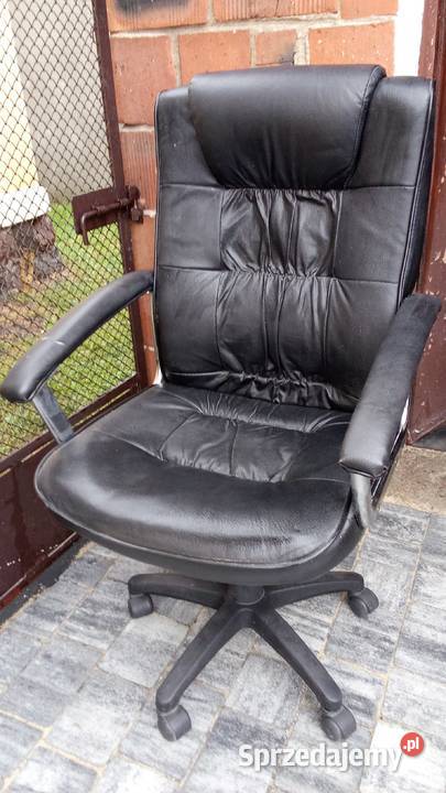 Fotel krzesło obrotowe czarne z eko skóry Jarocin