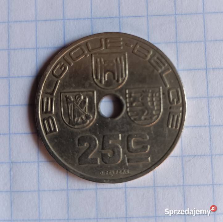 25 CENTIMES 25 CENTYMÓW 1939 BELGIA BELGIQUE Numizmatyka Piszczac