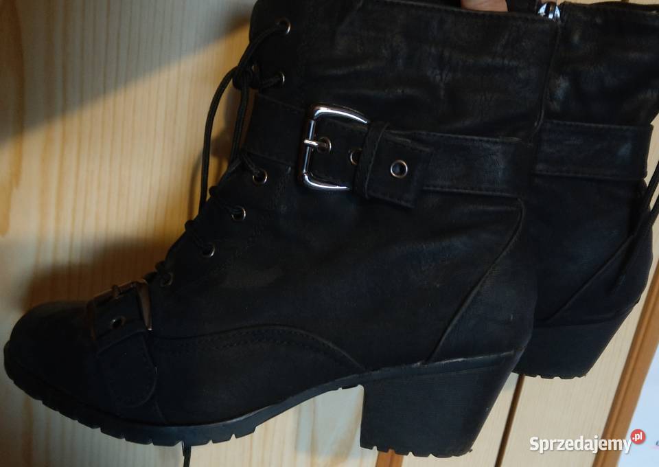 Czarne skórzane botki obcas rozmiar 39 wkładka inna Warszawa