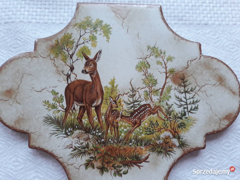 Plakietka kafel ceramiczna ozdoba sarenka sarny