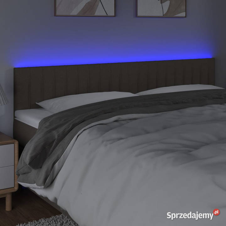 Zagłówek do łóżka z LED taupe 160x5x7888 tkanina mazowieckie Warszawa