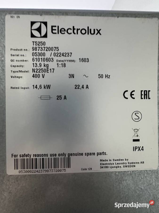 Suszarka przemysłowa bębnowa Electrolux Pozostałe Połczyn-Zdrój