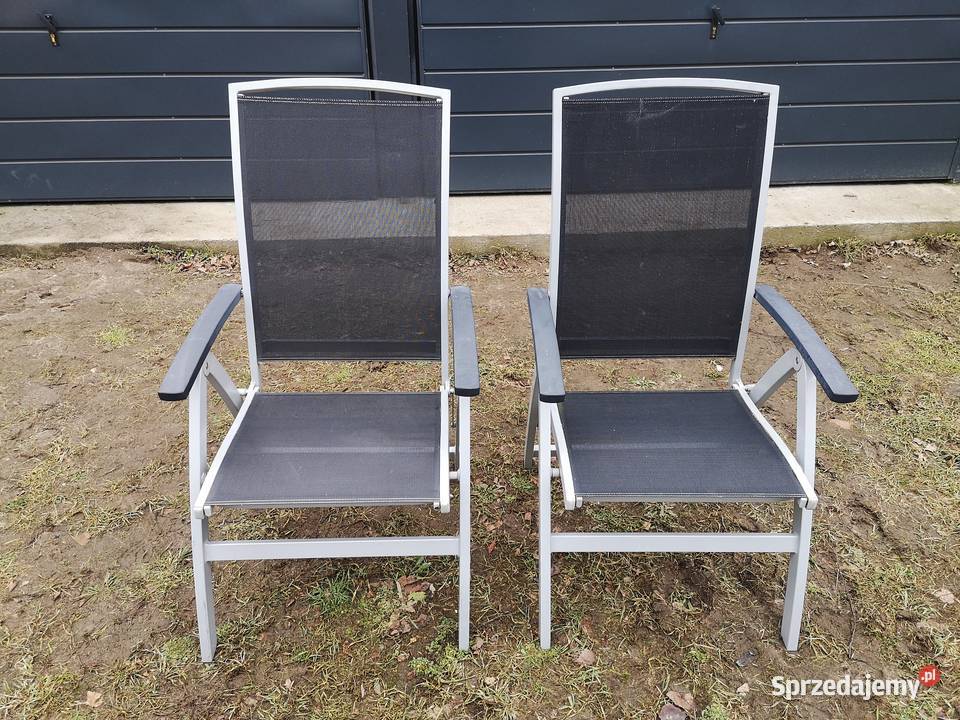 2 krzesła ogrodowealuminiowe z podnóżkami MBM szarości Aleksandrów Łódzki