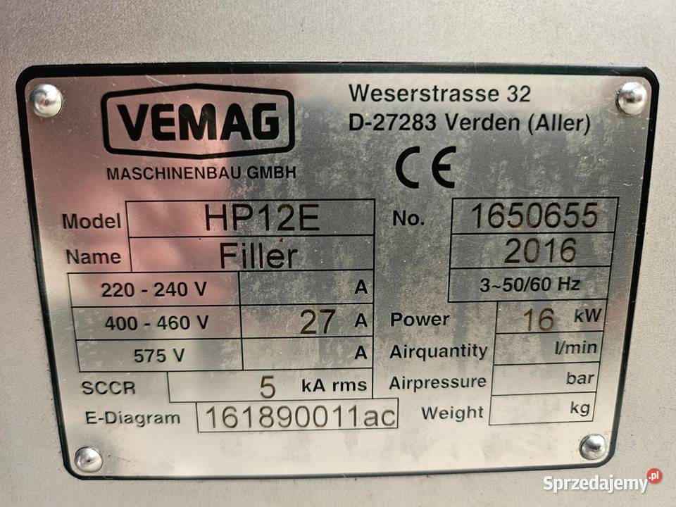 Nadziewarka Vemag HP 12E Krotoszyn