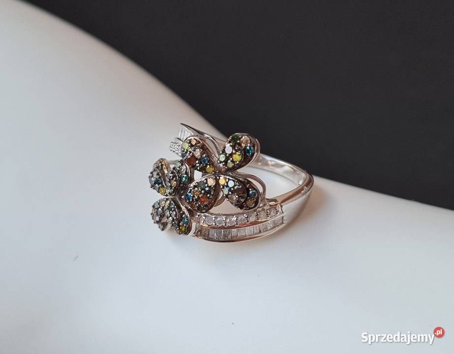 Pierścionek ze srebra 925 diamenty naturalne Otwock