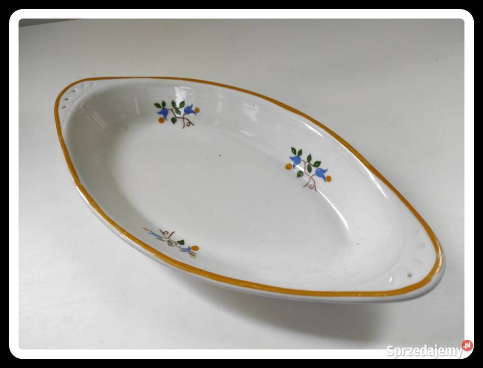 Półmisek 24 x 12 Lubiana kwiatki biały Salaterki i półmiski sprzedam