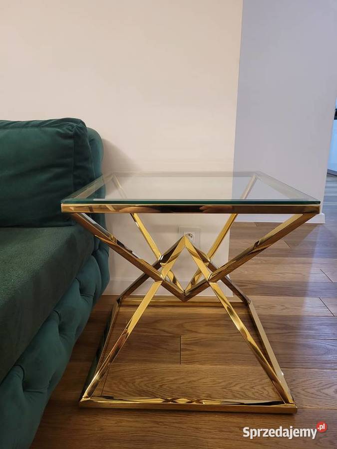 Stolik boczny stolik złoty LUXURY AKANT Meble Stoliki kawowe i ławy Gierałtowiczki