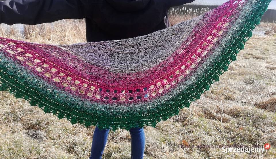 Chusta ombre półokrągłapudrowy róż zieleń Dla kobiet Skarżysko-Kamienna