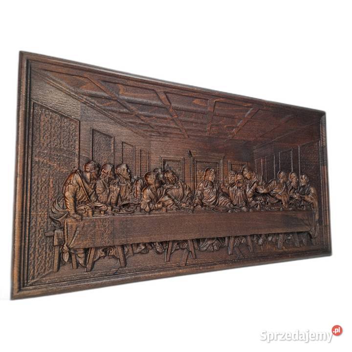 Ostatnia Wieczerza drewniana płaskorzeźba Malechowo
