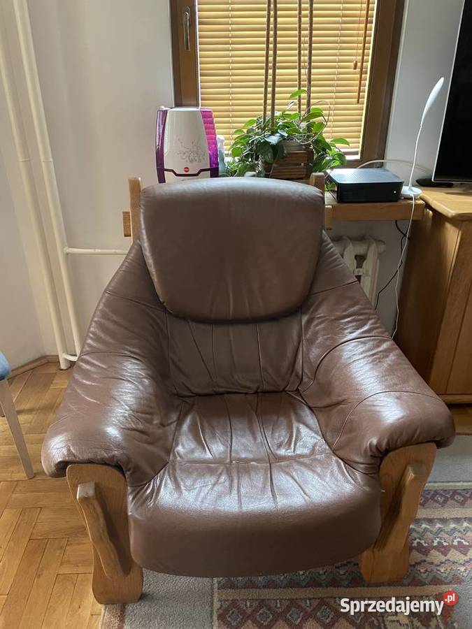 zestaw kanapa dwuosobowa fotel ze skóry drewna Meble