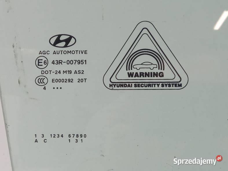 SZYBA DRZWI PRAWY PRZÓD Hyundai ix35 I 2009 AGC Rok produkcji 2014