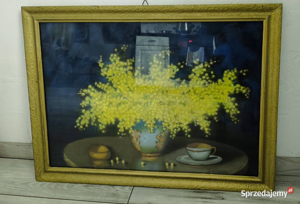 Piękny obraz martwa natura kwiaty Marian Łódź