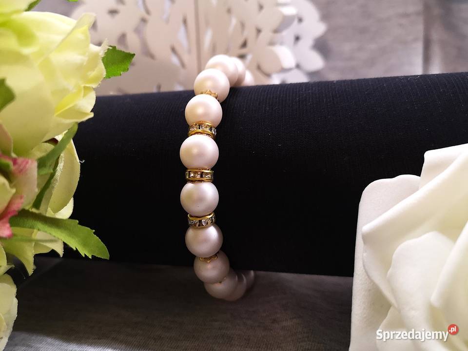 Bransoletka z perłowymi koralikami i złotymi Kielce