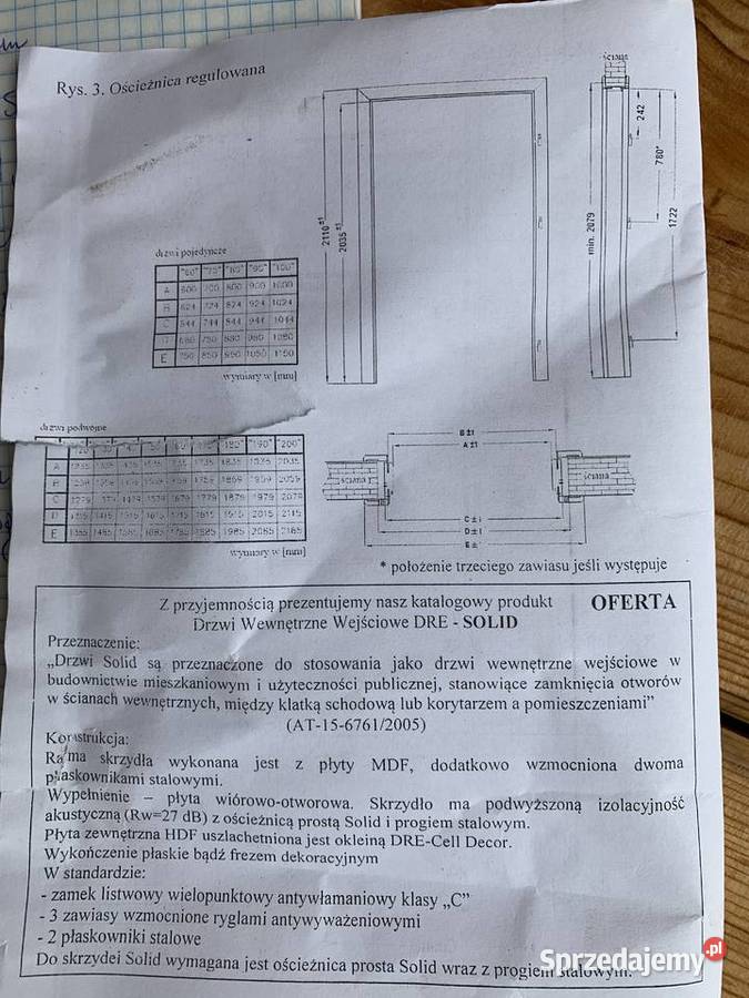Ościeżnica regulowana DRE NOWA CALVADOS 80 lewa kujawsko-pomorskie Bydgoszcz sprzedam