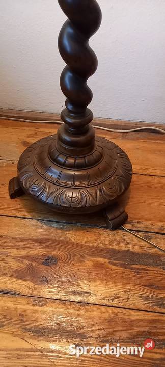 Salonowa wysoka drewniana lampa podłogowa z łódzkie Skierniewice sprzedam