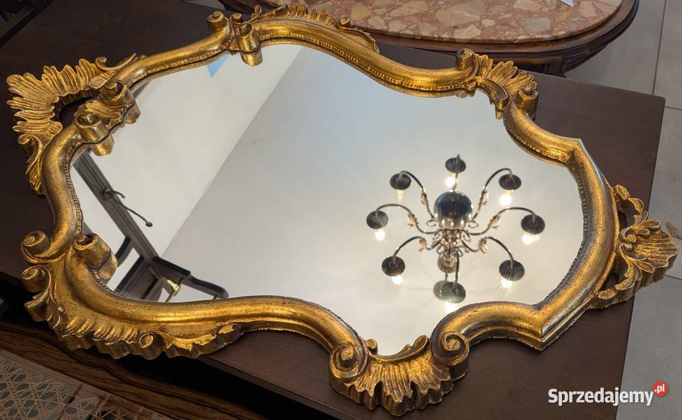 Piękne włoskie drewniane złocone lustro Meble Dąbrowa Górnicza