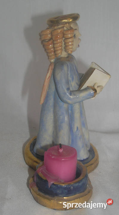 anioł vintage świecznik rękodziełoMDvin Porcelana i szkło dolnośląskie Bartków