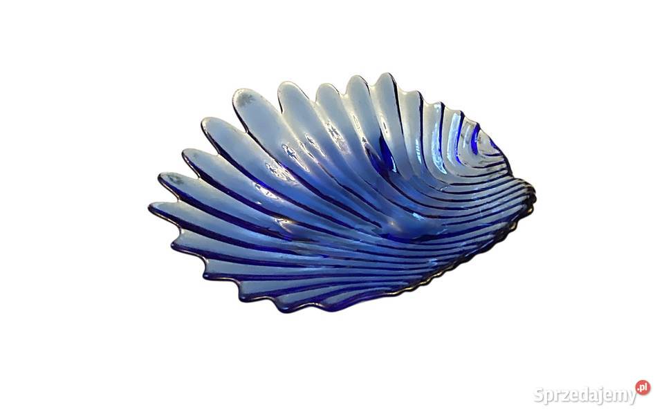 Szklany kobaltowy półmisek dekoracyjny