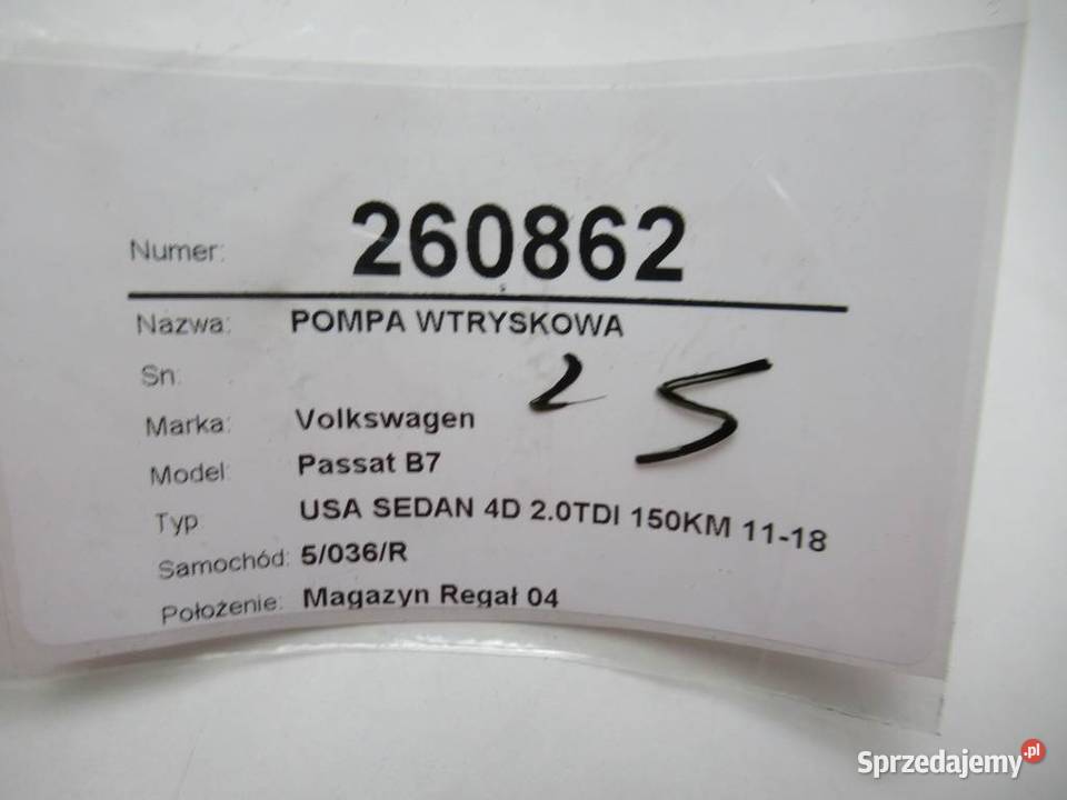 POMPA WTRYSKOWA VW PASSAT B7 04L130755E 20 140 Pompy wtryskowe sprzedam