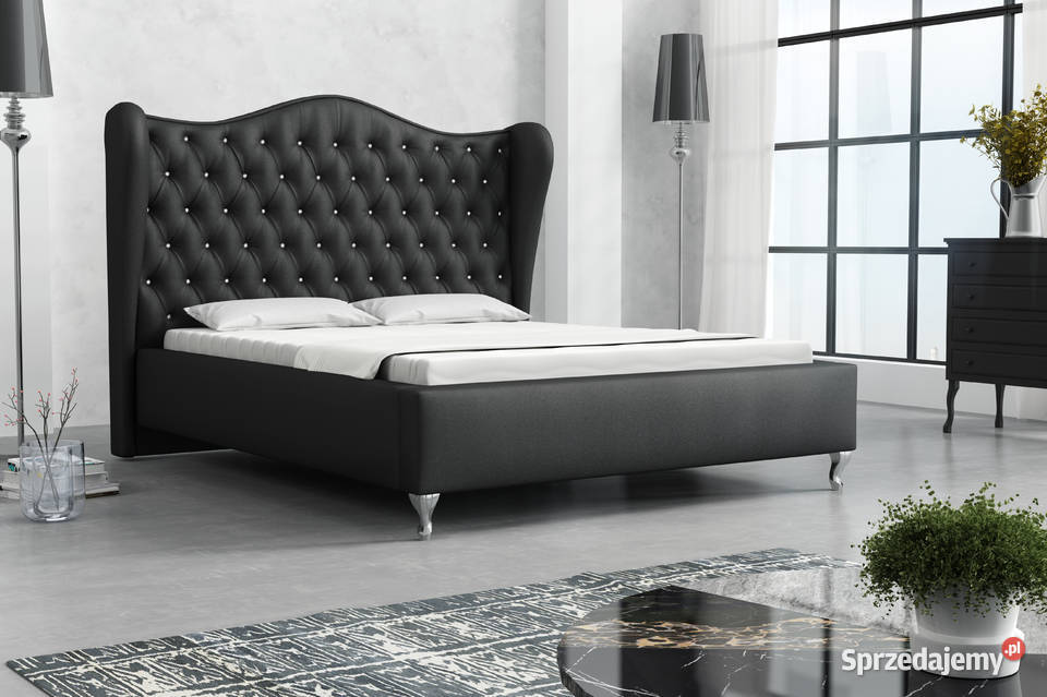 łóżko białe glamour uszak 140x200 czarne Łóżka, wersalki i sofy Radom