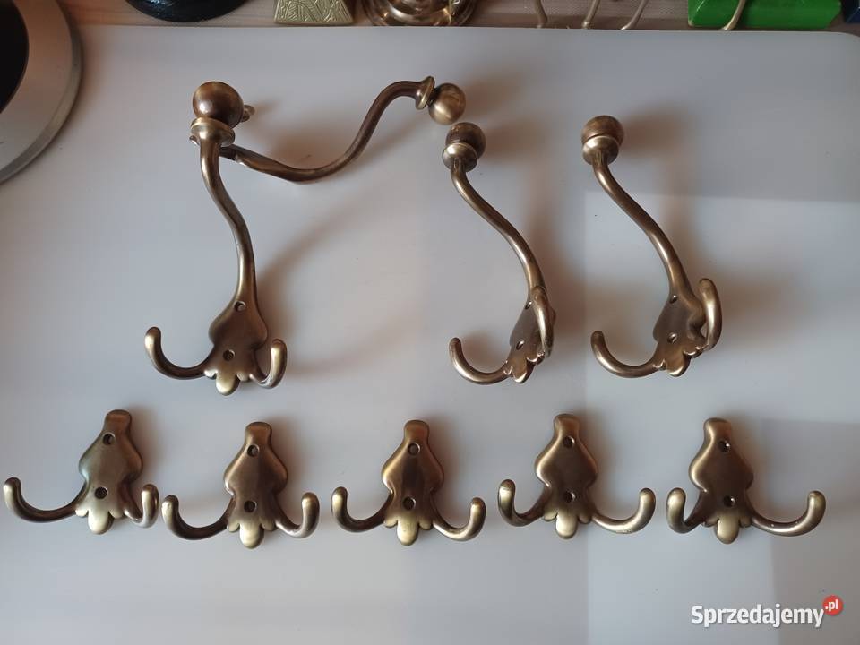 Ładny komplet masywnych wieszaków Mosiądz Pozostałe wielkopolskie